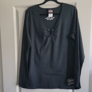 Harley-Davidson Black V-Neck Long Sleeve Shirt